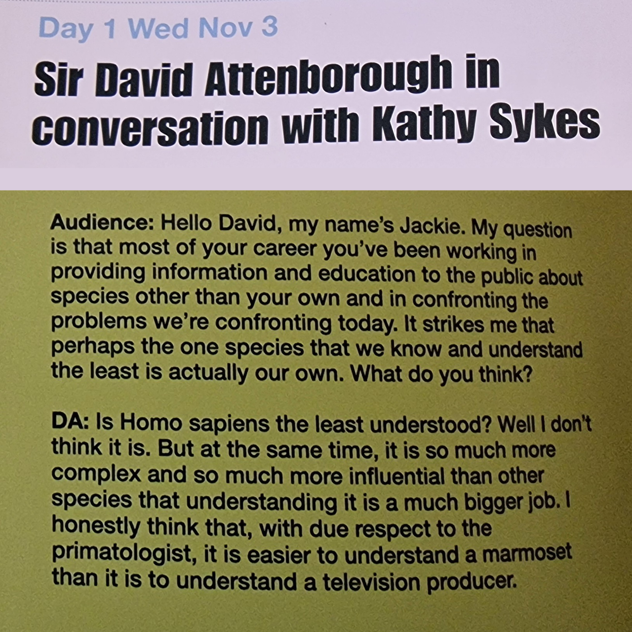 Sir David Attenborough at Connecting with Nature in Bristol UK